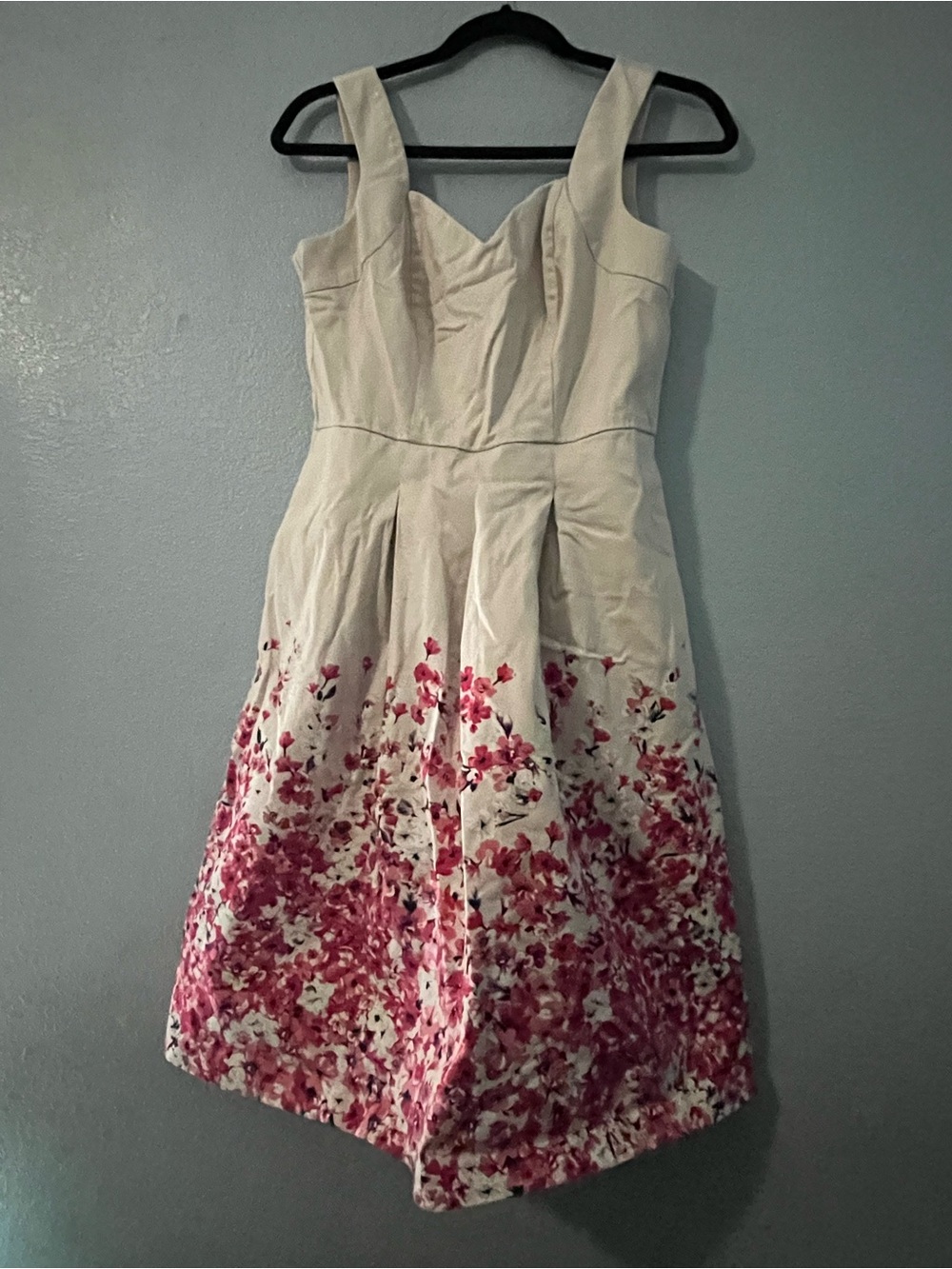 White House Black Market Cream Dress with Pink Floral Print - Picture 1 of 2